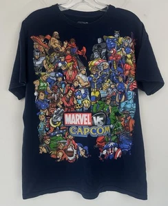 Mad Engine Marvel vs Capcom T-Shirt Graphics Print Blue Men Size Medium Gaming - Picture 1 of 6