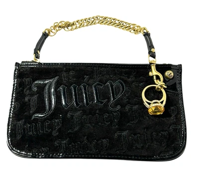 Muñequera de Colección Juicy Couture Cuero Terciopelo Negro Y2k con Anillo + Correa de Cadena de Transporte Foto 1 de 4