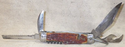 Navaja plegable Swiss Army asta / cuerno entrecruzado estampado agarre 5,75 piezas Foto 1 de 4