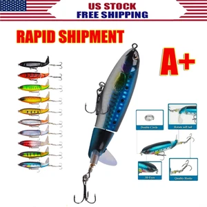 Lot 10Pcs Whopper Plopper Fishing Lure Topwater Bass Bait Floating Rotating Tail - Picture 1 of 18