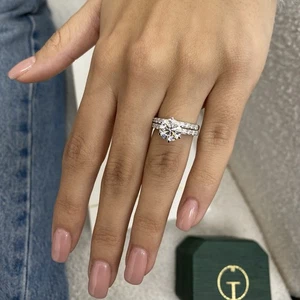 Diamond Ring And Band Set F VS1 IGI Certified 2.6Carat Labcreated 18K White Gold - Picture 1 of 11