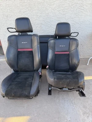 2008-2014 DODGE CHALLENGER SRT8 COMPLETE INTERIOR SEAT SET BLACK LEATHER SUEDE - Image 1 of 4