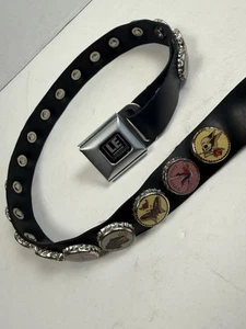 LE Little Earth Soda Pop Bottle Cap Belt Seatbelt Clasp Love Skull Rose Vtg - Picture 1 of 13