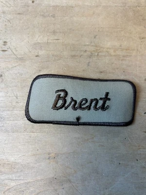 Винтажный 70-х BRENT шить на вышитая одежда куртка униформа имя нашивка коричневый - Изображение 1 из 3