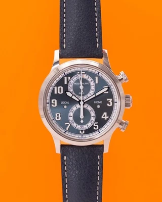 Cronógrafo Patek Philippe Calatrava 42mm 5924G piloto tempo de viagem ouro branco azul - Imagem 1 de 4