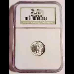 1936 P Mercury Dime NGC MS-66 FB Cover
