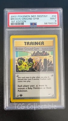 PSA 9 MINT Broken Ground Gym 92 1st EDITION Neo Destiny WOTC Pokemon Card Pop 26 - Image 1 of 2