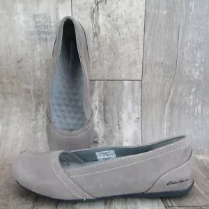 EDDIE BAUER Women's Suede Ballet Flat Walking Shoe Sz US 8 EU 38.5 Gray - Picture 1 of 10