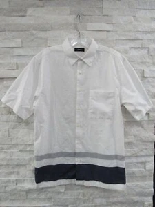 NWT Theory $185 Bruner ES White Navy Gray Short Sleeve Button Shirt S - Picture 1 of 5