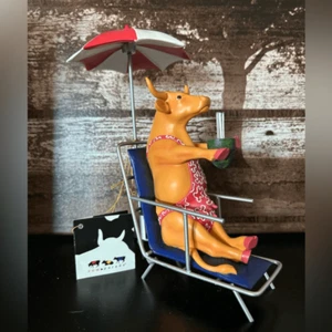 Cow Parade Take It Easy cow Sunbather Summer Beach Chair Umbrella 2007 06 - Picture 1 of 8