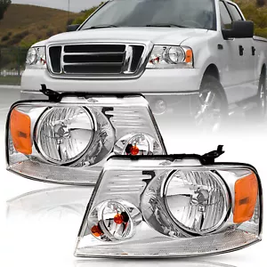 Juego de montaje de faros ámbar carcasa cromada para Ford F-150 F150 2004-2008 - Imagen 1 de 8