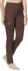 DG2 Diane Gilman Brushed Sateen Dream Cargo Skinny Pant Coffee 12P NWOT (432) - Picture 1 of 1