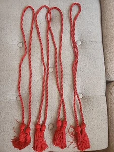 4 X NEW RED Tassels 2 Cords Drapery/Curtain Tiebacks Decorative - Picture 1 of 5