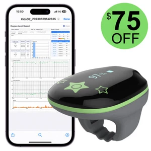 Kid's O2 Ring Continuous Pulse Oximeter Heart Rate Monitor,Refurbished by Wellue - Picture 1 of 13