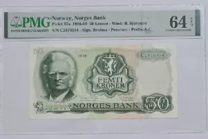1966 -69 Norway 50 Kroner PMG64 EPQ UNC 【P-37a】 - Picture 1 of 4
