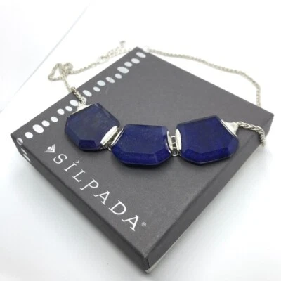 SILPADA 925 Sterling Silver Lapis Lazuli Blue Grotto Necklace N3024 So Cute - Image 1 of 4