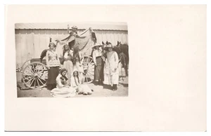 Terlingua, Texas, Bergbau Geisterstadt, Frauen mit Pferd und Wagen, Postkarte, RPPC - Bild 1 von 3