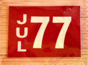 🔍 - DELAWARE - Julio 1977 matrícula pasajero etiqueta fecha - sin usar - Imagen 1 de 4