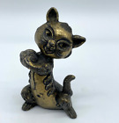 Metal Cat with Ball Of Yarn Figurine Made in Italy 3 inches Tall