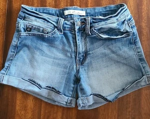 RanCan Denim blaue Damen-Jeans-Manschette Stretch leichte Waschshorts 28 Taille. Siehe Bilder! - Bild 1 von 11