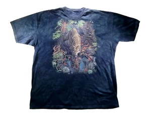 Men's Mountain Tie Dye Lone Wolf Drinking Water Dark Blue Sleeve Shirt 4X Large - Picture 1 of 10