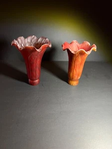 2 Lampadine Giglio Vetro Tulipano Stile Tiffany - Foto 1 di 3