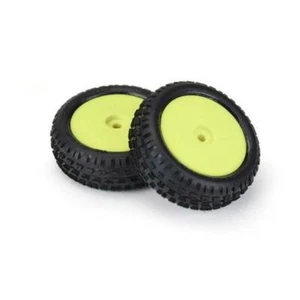 NEW Pro-Line 1/18 Wedge Front Carpet Mini-B Tires Mounted 8mm Yellow Wheels (2) - Picture 1 of 2