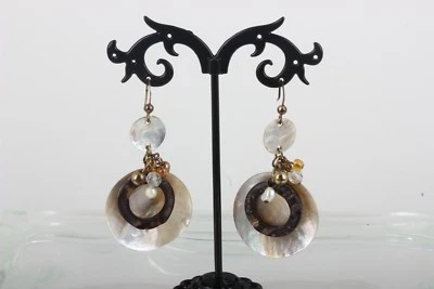 SHELL STYLE BROWN EARRINGS FASHION 3091 - Image 1 of 2