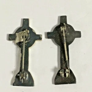 Antique Pair (2) Vintage Religious Covenant 25 Church Cross 1" Metal Pins NICE! - Picture 1 of 2
