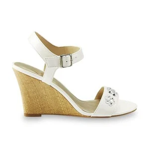 AM BY ANN MARINO Women's Tolla Black or White Dress Wedge Sandal Shoe 9-11M - Picture 1 of 25
