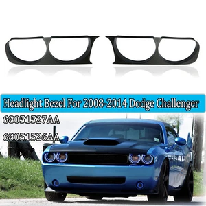 Left & Right Side Headlight Bezel Trim Black For 2008-2014 Dodge Challenger Pair - Picture 1 of 10