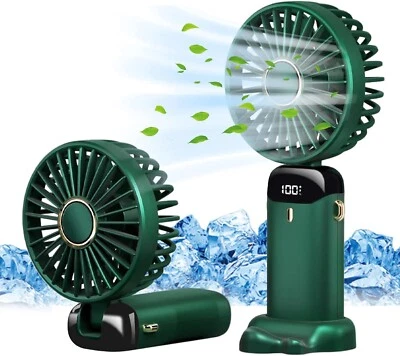 Mini Ventilateur à Main USB Portable de poche 5 vitesses avec base pliable Vert - Photo 1/4