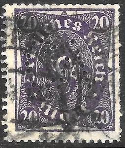 Germany Deutsches Reich 20 Mark 1922 Inflation Mi.#230 W RARE PERFIN "CA" - Picture 1 of 2