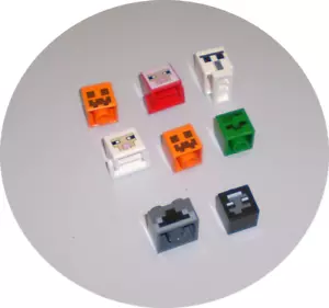 Used LEGO Minecraft Minifig Heads 19727pb002 - 19729pb001 - 23766pb004 - Picture 1 of 2