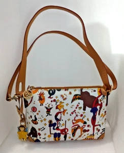 VD. Piero Guidi White Canvas Magic Circus Crossbody / Shoulder Bag Leather Strap - Picture 1 of 18