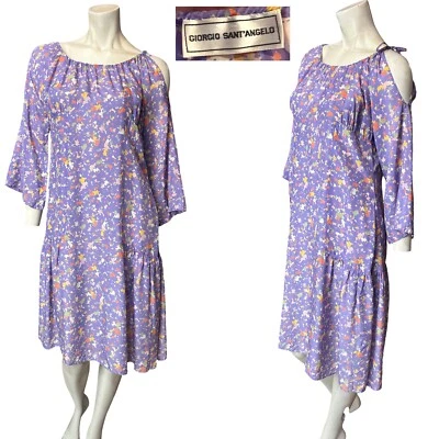 Vestido de hombro abierto estampado seda Giorgio Sant’Angelo vintage años 80 Foto 1 de 4