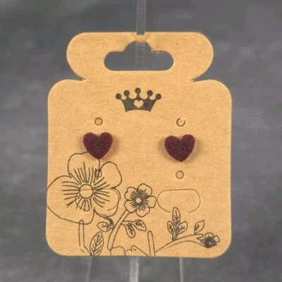 Aretes corazón azúcar rojo poste acero inoxidable - respaldo mariposa y silicona Foto 1 de 2