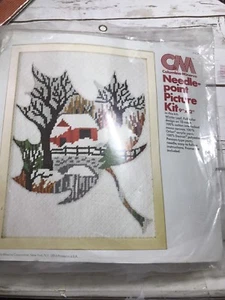 COLUMBIA MINERVA WINTER LEAF NEEDLEPOINT PICTURE KIT 9"X12" 2435 NOS - Picture 1 of 6