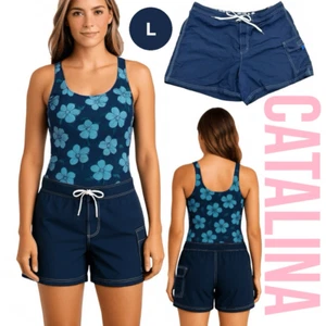 Catalina Shorts Women's Large Blue Drawstring Board Shorts - Picture 1 of 8