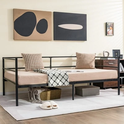 Twin Daybed Sofa Bed Frame Metal Platform with Headboard for Guest Living Room - Image 1 of 4