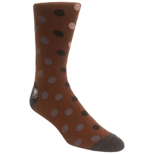 Oversize Dots Taupe Men’s Crew Dress Sock | Stacy Adams Premium Socks (One Size) - Picture 1 of 2