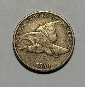 1858 Large Letters Flying Eagle Cent United States Copper Coin Nice Early type - Picture 1 of 2