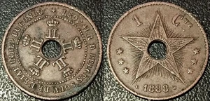 Congo Belgian - Albert The1st - 1 centime 1888! Km#1 - Picture 1 of 1