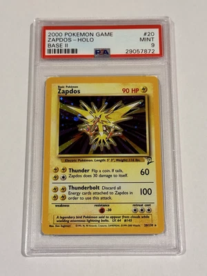 2000 Pokemon Base Set 2 (BS2) - Zapdos Holo Rare #20/130 PSA 9 MINT ENG - Image 1 of 3