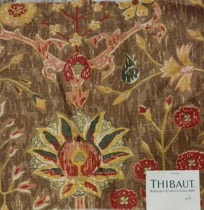 Colección Thibaut Jacaranda Plantas Florales Tostado Tela Bohemia Muestra 25" Cuadrado - Imagen 1 de 2