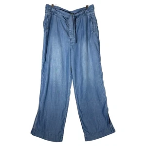 Cloth & Stone Sz 30 Tencel Denim Wide Leg Belted Trouser Pants Slit Actual 34x31 - Picture 1 of 10
