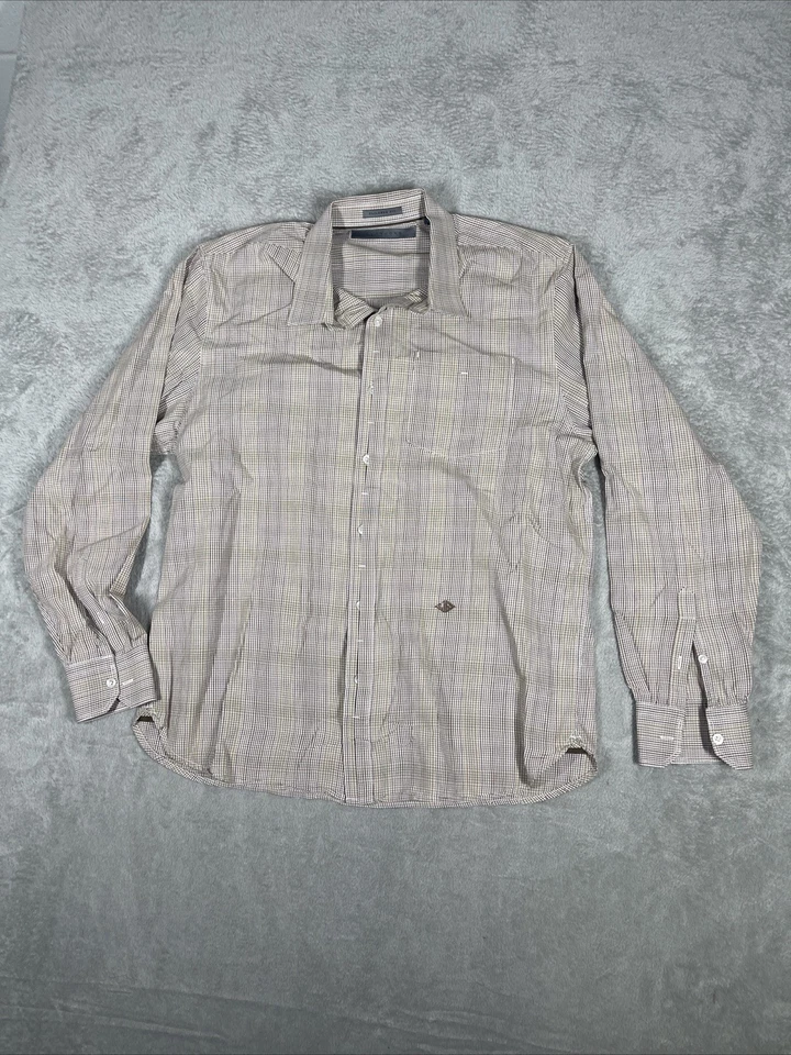 Sean John Men Long Sleeve Button Down Logo Shirt Brown Tan Stripes 90s Sz XL - Image 1 of 4
