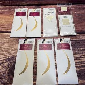 Lot 7 Hanes Silk Reflections Knee Highs Sandalfoot Soft Taupe Style 725 NWT - Picture 1 of 19
