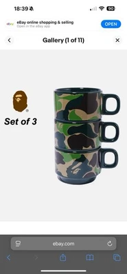 A BATHING APE ABC CAMO CANECAS EMPILHÁVEIS M 3 peças conjunto de copos Japão limitado raro - Imagem 1 de 4