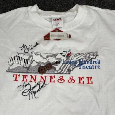 Louise Mandrell Theatre Tennessee T-Shirt Autographed Music Graphic Large Vtg - Image 1 of 3